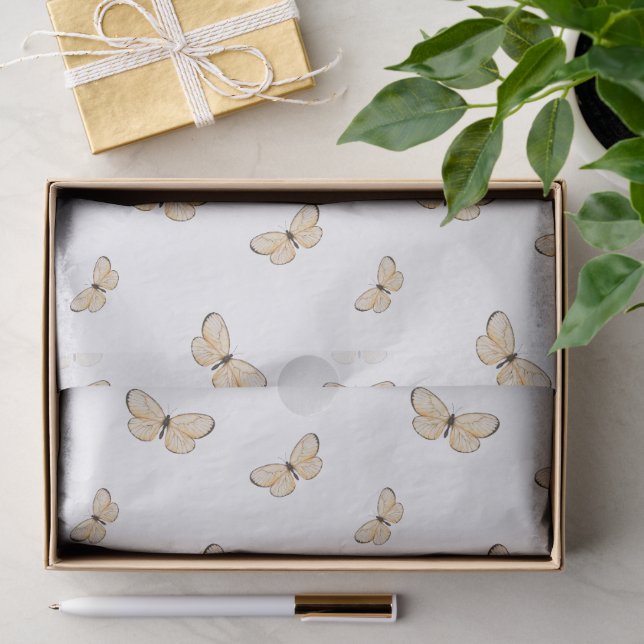 Whimsical Fluttering Butterflies Pattern Tissue Paper (Gift)