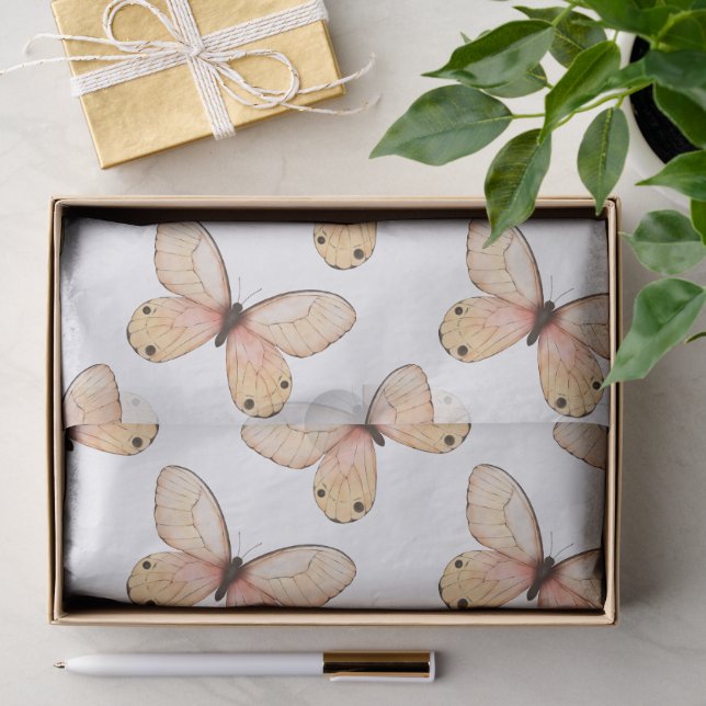 Whimsical Fluttering Butterflies Pattern Tissue Paper (Gift)