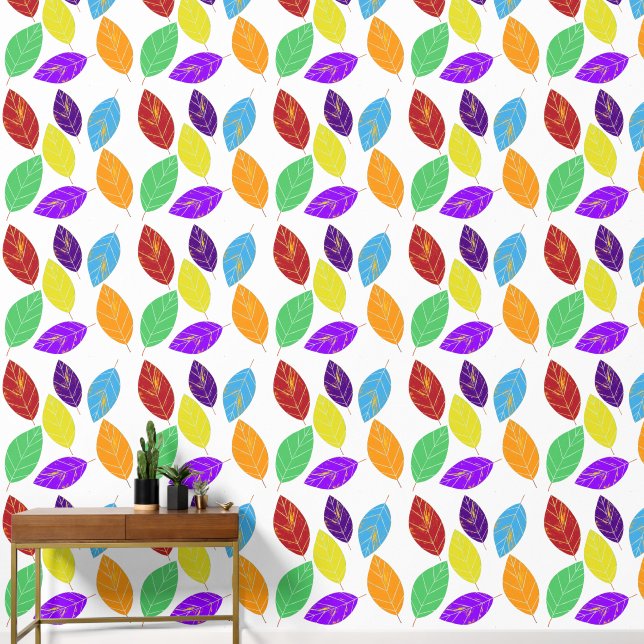Whimsical Flying Fall Leaves Wallpaper (Hallway)