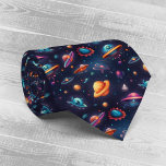 Whimsical Flying Objects Planets Space AI Art Tie<br><div class="desc">Introducing our Whimsical Flying Objects Planets Space AI Art Neck Tie, where art and imagination meet the cosmos! This unique and stylish accessory is perfect for space enthusiasts, tech lovers, and anyone seeking a touch of intergalactic charm to elevate their attire. Designed by cutting-edge artificial intelligence algorithms, this necktie showcases...</div>