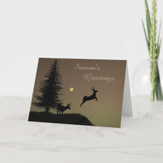 Whimsical Flying Reindeer Holiday Card