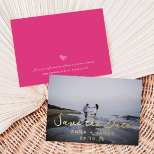Whimsical Foil Photo Save The Date Announcement