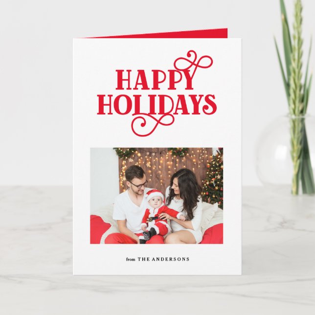 Whimsical Folded Holiday Greeting Card (Front)