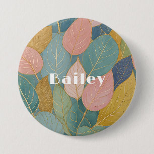 Whimsical Foliage: Pastel Leaves 7.5 Cm Round Badge