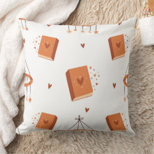 Whimsical Folk Art Books & Celestial Magic  Cushion