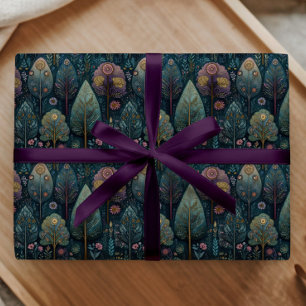 Whimsical Folk art Christmas Tree Gift Wrapping Paper