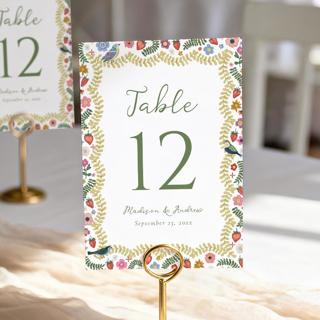 Whimsical Folk Art Floral Wedding Table Number (Creator Uploaded)