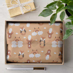 Whimsical Folk Art Fox & Woodland Mushroom Tissue Paper