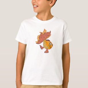Whimsical Folk Art Goldfish   Boho Swirl Fantasy T-Shirt