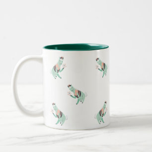 Whimsical Folk-Art Llama Two-Tone Coffee Mug – Cut