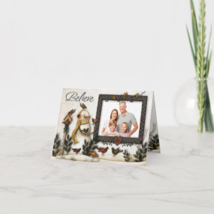 Whimsical Folk Art Snowmen Christmas Photo Card