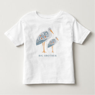 Whimsical Folk Art Stork   Big Brother Toddler T-Shirt