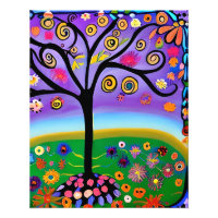 Whimsical Folk Art Style Tree