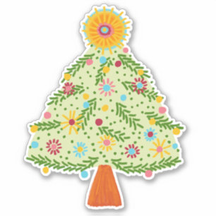 Whimsical Folk Christmas Tree CUSTOM PHOTO