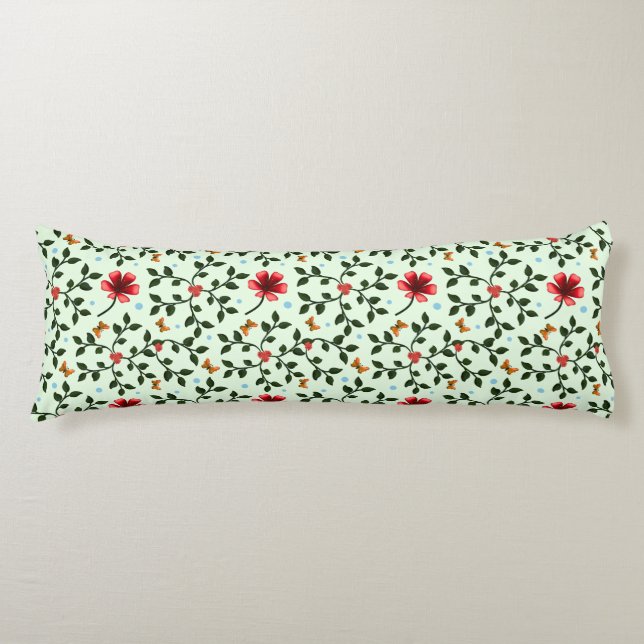 Whimsical Folk Floral Butterfly Pattern  Body Cushion (Front)