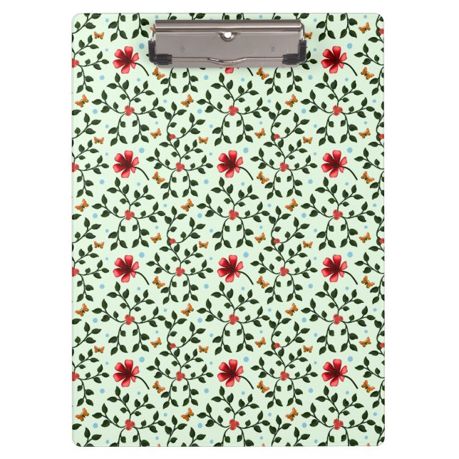 Whimsical Folk Floral Butterfly Pattern  Clipboard (Front)