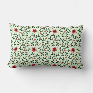 Whimsical Folk Floral Butterfly Pattern  Lumbar Cushion