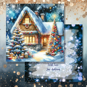 Whimsical Folk Village Personalised Christmas Holiday Card