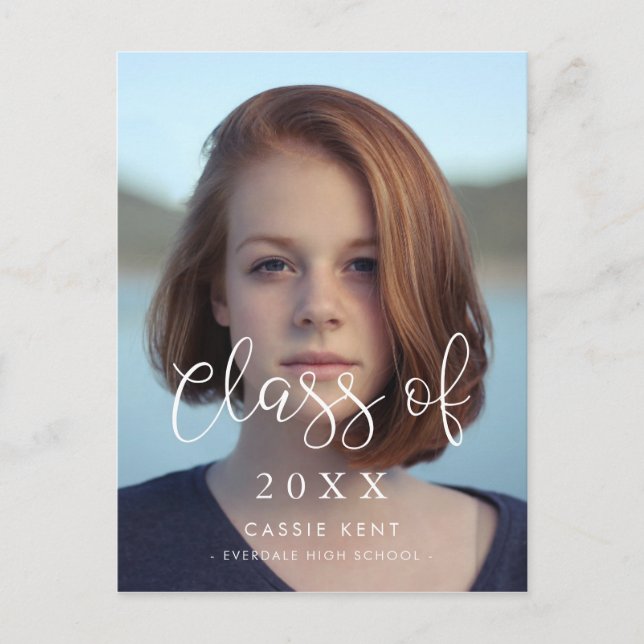 Whimsical font Class of 2021 photo Postcard (Front)