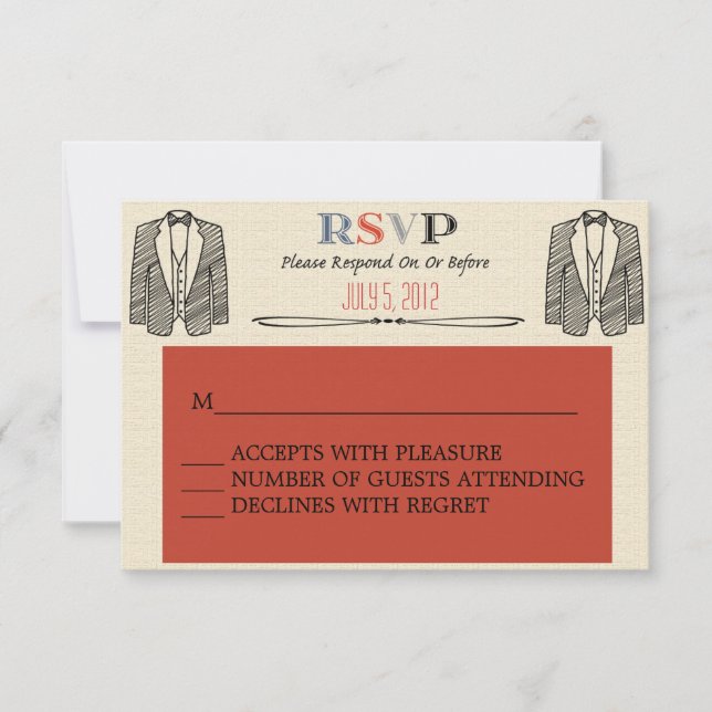 Whimsical Font Gay Wedding RSVP Card (Front)