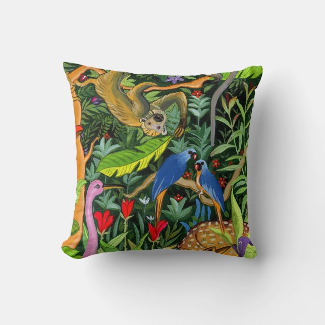 Whimsical Forest Animals art Cushion (Front)