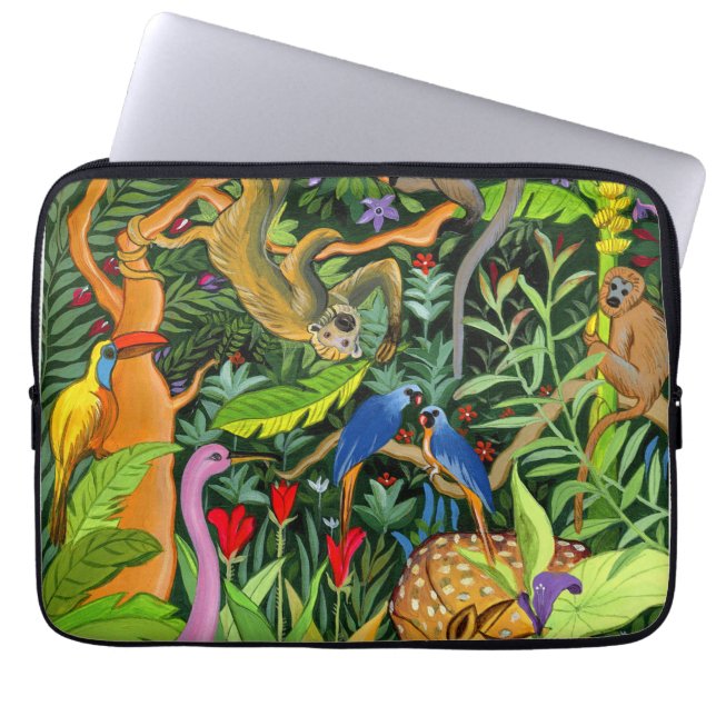 Whimsical Forest Animals art Laptop Sleeve (Front)