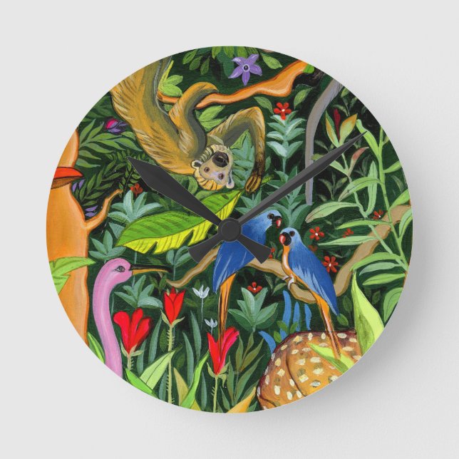 Whimsical Forest Animals art Round Clock (Front)
