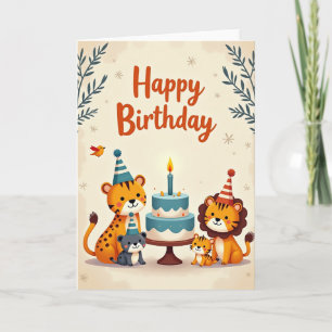 Whimsical Forest Animals Birthday Card