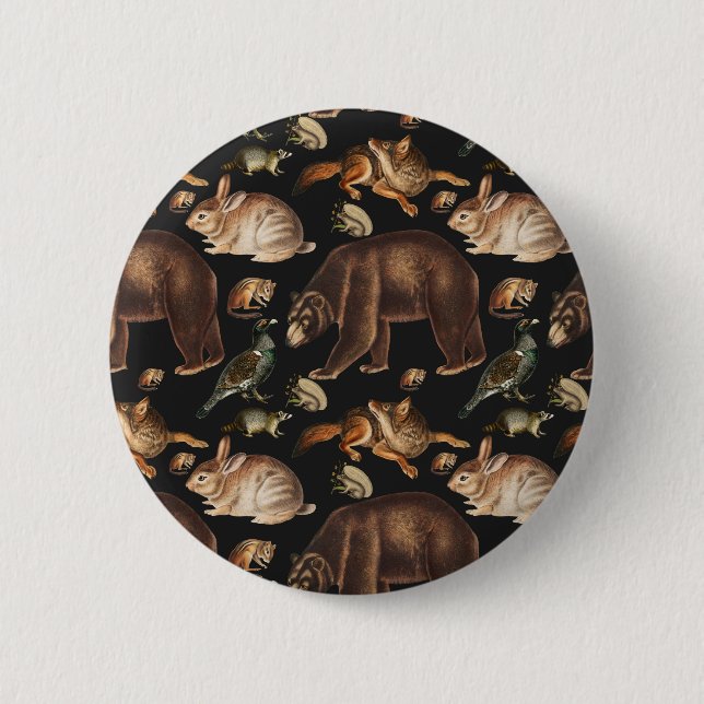 Whimsical Forest Animals Floral Pattern 6 Cm Round Badge (Front)