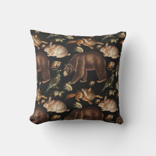 Whimsical Forest Animals Floral Pattern Cushion