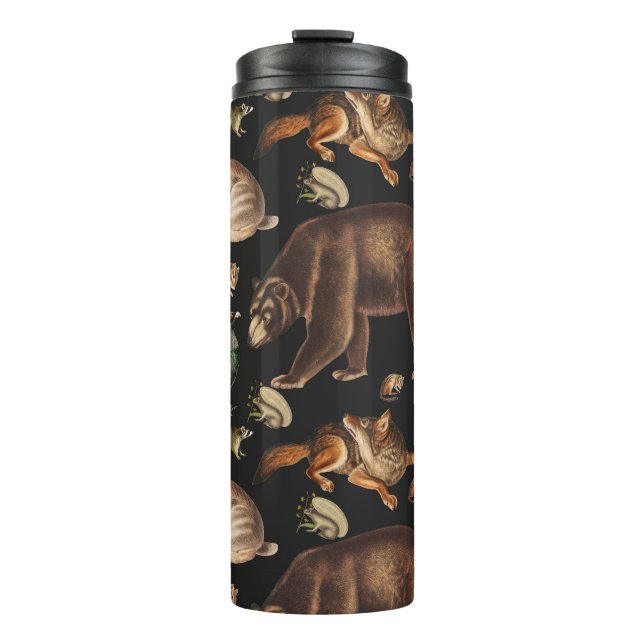Whimsical Forest Animals Floral Pattern Thermal Tumbler (Front)