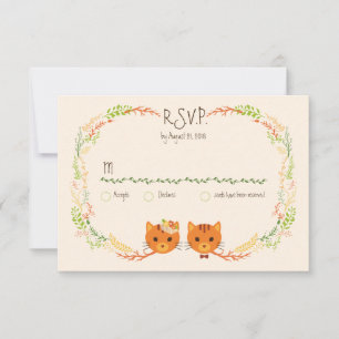 Whimsical Forest Cats (Cream) Wedding RSVP Card