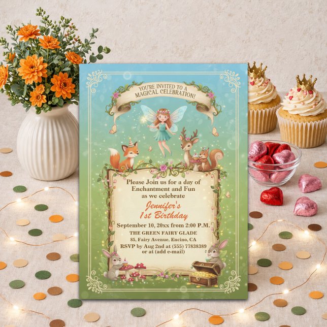 Whimsical Forest Fairy 1st Birthday Party Invitation (Creator Uploaded)