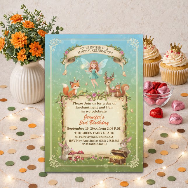 Whimsical Forest Fairy 3rd Birthday Party Invitation (Creator Uploaded)