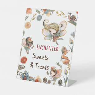 Whimsical Forest Fairy Birthday Sweets And Treats Pedestal Sign