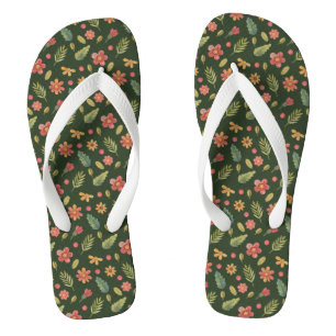 Whimsical Forest Flowers & Leaves Jandals