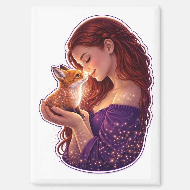 Whimsical Forest Fox Magnet (Front)