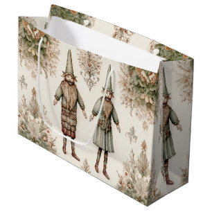 Whimsical Forest Gnomes & Botanical (1) Large Gift Bag