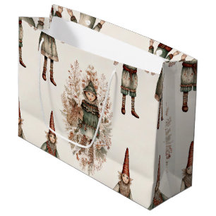 Whimsical Forest Gnomes & Botanical (2) Large Gift Bag