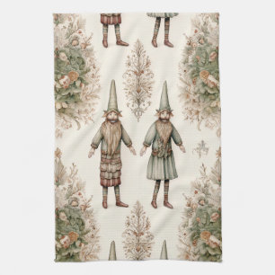 Whimsical Forest Gnomes & Botanical Tea Towel