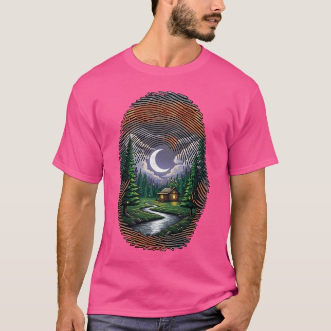 Whimsical Forest in a Fingerprint Design T-shirts  (Front)