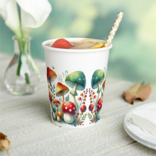 Whimsical Forest Mushroom Baby Shower Paper Cups