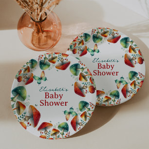 Whimsical Forest Mushroom Baby Shower Paper Plates