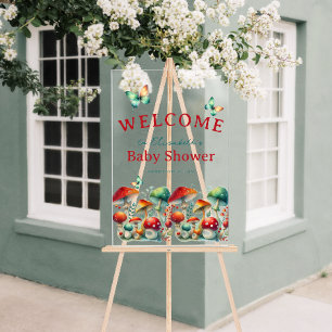 Whimsical Forest Mushroom Baby Shower Welcome Acrylic Sign