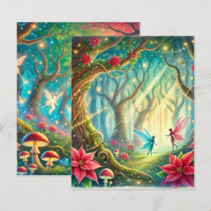 Whimsical Forest & Poinsettia Scrapbook Paper