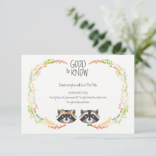 Whimsical Forest Raccoons Rustic Wedding Enclosure Card