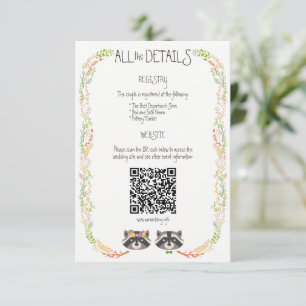 Whimsical Forest Raccoons Rustic Wedding Enclosure Card