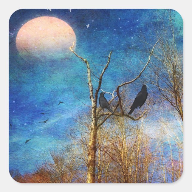 Whimsical Forest Scene Square Stickers (Front)