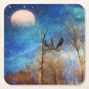 Whimsical Forest Scene Trivet Square Paper Coaster