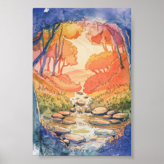 Whimsical Forest Stream Poster